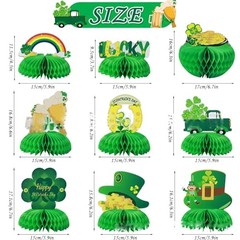 9Pcs St. Patrick’s Day Shamrocks Honeycomb Centerpiece for Table Decorations