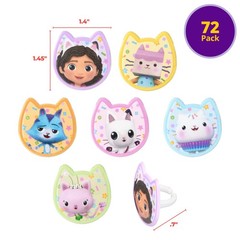 DreamWorks Gabby’s Dollhouse Rings, 72 Cupcake Decorations Featuring Gabby, P…