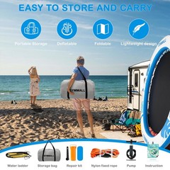 Inflatable Water Hammock Floating Dock 8 FT with Mesh, Tanning Pool Raft Roun…