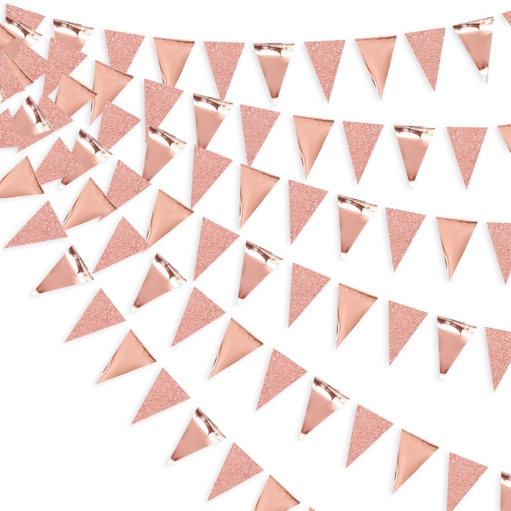 30Ft Rose Gold Party Decoration Rose Pink Triangle Pennant Banner Blush Pink …