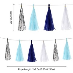20Pcs Light Blue,Dark Blue,White,Silver Tassel Garland Banner with Rope