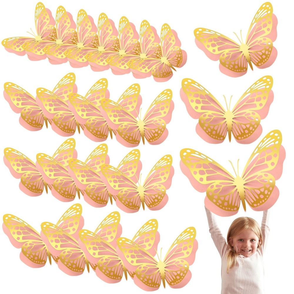 Geosar 20 Pcs 3D Large Butterfly Party Decoration 2 Layer Giant Paper Butterf…