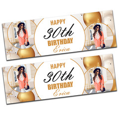 2 X Personalised Balloon Birthday Christening Banner any name, age & photo