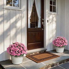 8 Bundles Artificial Roses for Front Door Outdoor Decor, 17 in, Pink