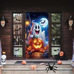 Halloween Decorations Ghost Pumpkin Treats Bats Door Cover Banner Gift 35″x71″