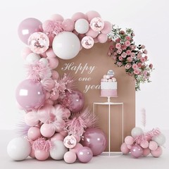 Pink White Balloons Garland Arch Kit 104 PCS Metallic 104p-pink