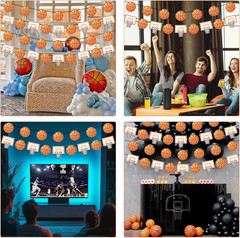 4Pcs Basketball Party Decorations Banner Set, Basketball & Hoop Themed Decor wit