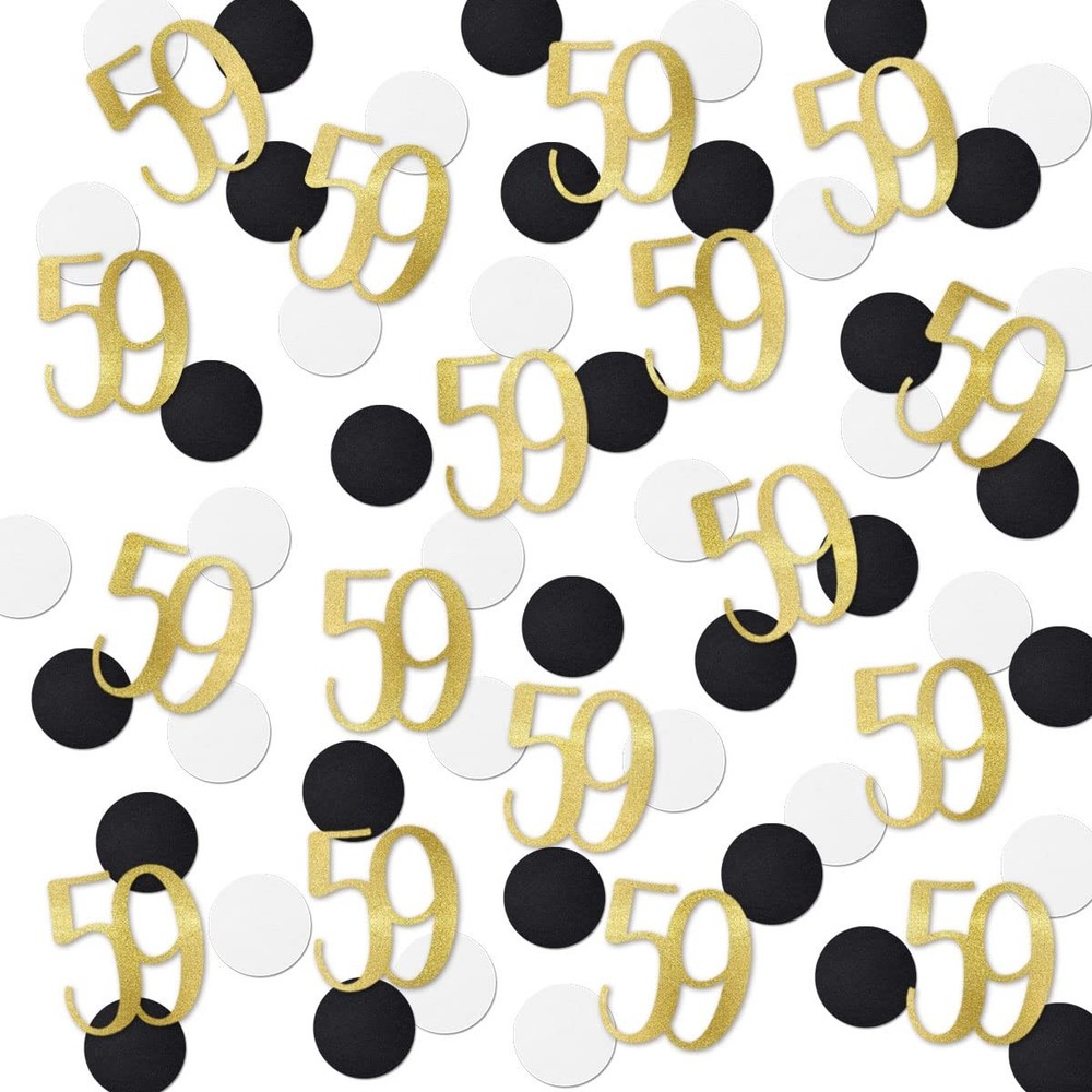 200 PCS Gold Glitter 59 Confetti 59th Birthday Number Anniversary Table Decor