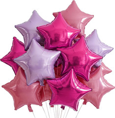 15Pcs 18 Inch Large Pink Purple Star Shape Foil Balloons Big Stars Helium Mylar
