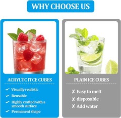 Fake Ice Cubes,50 pcs 0.7″ Realistic Clear Plastic Fake Ice,Acrylic Decorative