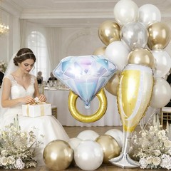Engagement Party Balloons Set Proposal Decorations Foil Champagne White Gold