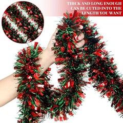 2Meters Christmas Tinsel Garland Red Green Strip Ribbon Xmas Tree Hanging decor
