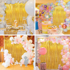 4 Pack 3.3 X 9.9 Ft Gold Foil Fringe Curtains Party Decorations, Gold Tinsel Cur