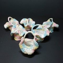 Vintage Baby Shower Decorations Pink Blue Yellow Picks Favors Crochet Baskets +