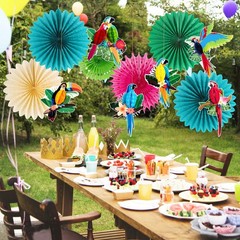 Tropical Parrot Party Decorations, Green Teal Jungle Theme Decorations for Su…