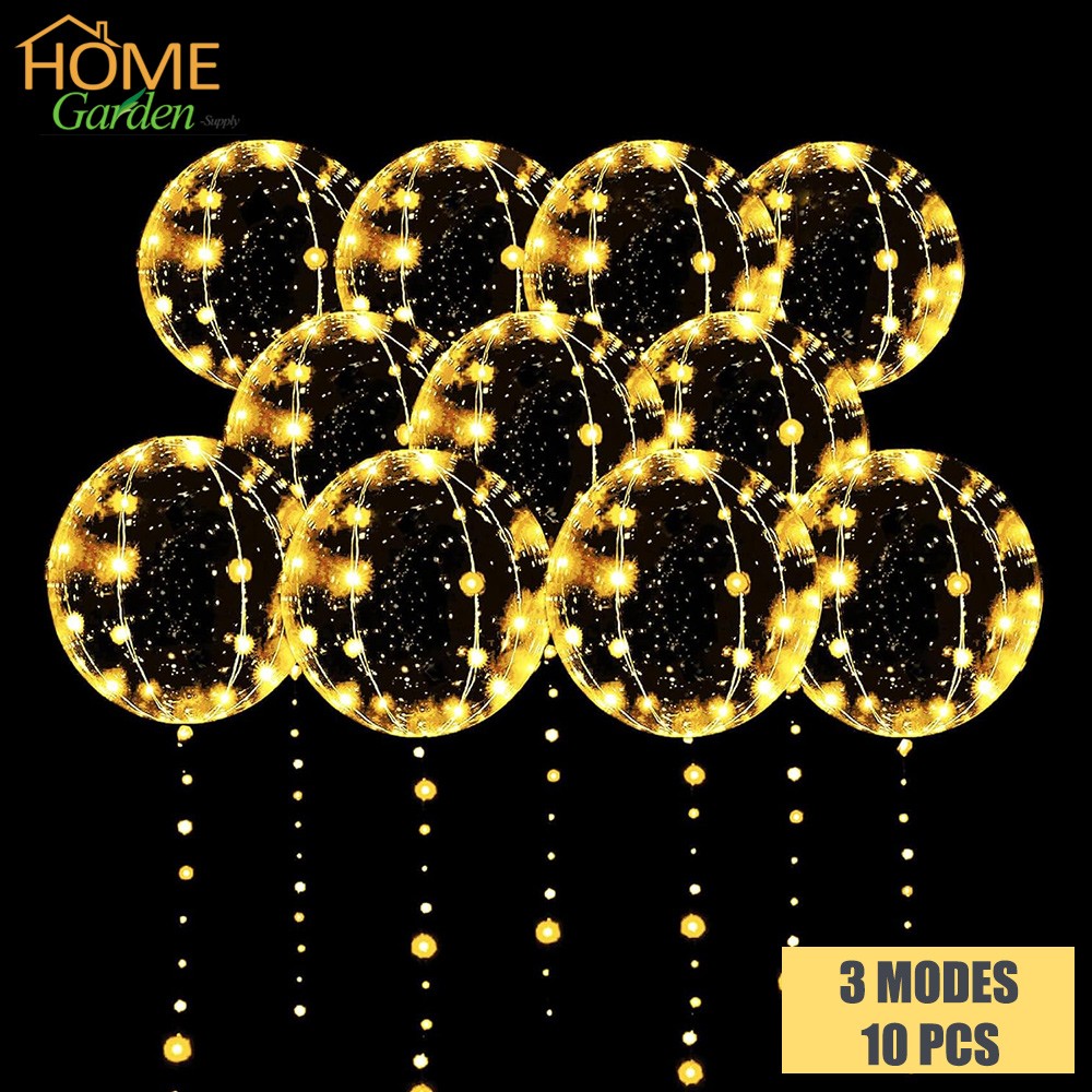 10PCS LED Light Up BoBo Balloons Clear Bubble Balloon Wedding Graduation Decor