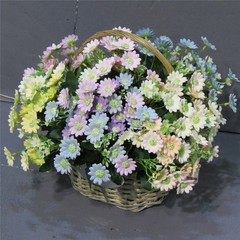 Artificial Flower Bundle Light Yellow Blue Pink Purple Lemon Yellow White 32cm