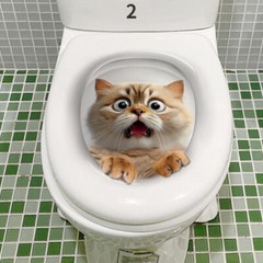 Waterproof 3D Cartoon Cat Toilet Lid Sticker Bathroom Self-adhesive Decal Cute