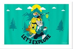Tom And Jerry Party Backdrop/Wall Hanging «Let’s Explore» Approximately 3’x5″