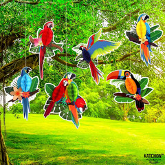 , Large Tropical Birds Honeycomb Cutouts – 9X7.7 Inch | Paper Bird Decorations,