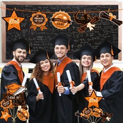 24 PCS Orange Black Graduation Table Sticks Class of 2026 Centerpiece