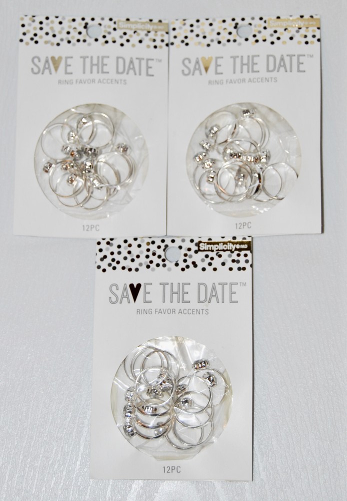 Lot of 3 Simplicity Silvertone Ring Favor Accents Wedding Favor Accents 12ct ea