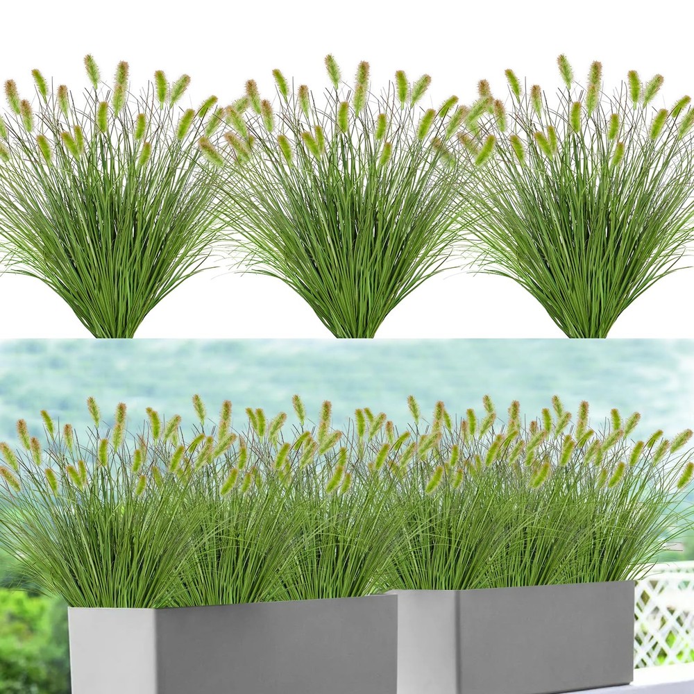 Betylifoy 10 Bundles Artificial Grass Plants Outdoor Fake Shrubs 10PCS, Green