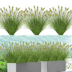 Betylifoy 10 Bundles Artificial Grass Plants Outdoor Fake Shrubs 10PCS, Green