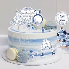 20 PCS Something Blue Before I Do Cupcake Toppers Bridal Shower Cake Decor
