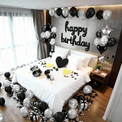 120 Pcs Birthday Party Decorations Set – Balloons, Banner, LED Lights, Rose Peta
