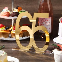 Mirror Gold 65th Birthday Decorations for Men and Women Acrylic Anniversary D…