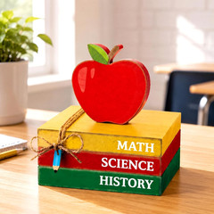 4 Pcs Back to School Table Decor Apple Prop Book Pencil Classroom Decor First Da