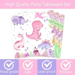 Watercolor Dinosaur Disposable Party Tableware (Plates, Cups, Napkins, Forks)
