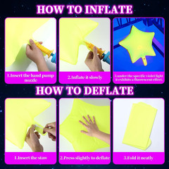 12Pcs Glow in the Dark Party Supply Neon Star Balloons Kit Star Shaped Neon Foil