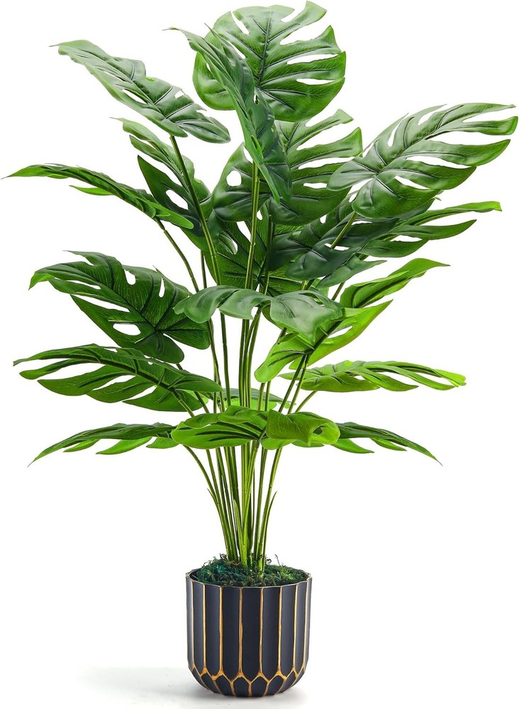 Der Rose Fake Plants Tall 28» Artificial Monstera Faux 28", Green