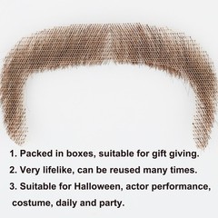 Brown Realistic False Facial Hair Human Hair Lace Mustache Fake Beard for Men…