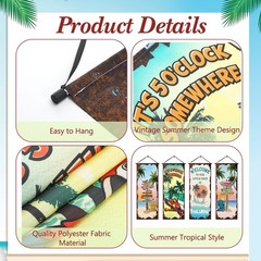 4 Pcs Vintage Summer Beach Porch Banner Tropical Surfboard Parrot Wall Decora…