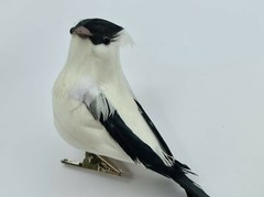 3 Artificial Black White Feather Fake Clip Birds Home Decoration Craft Art Model