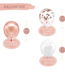 Party Decorations, Rose Gold Foil Curtain Backdrop, Rose Gold & white balloons.
