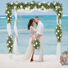 2Pcs 13Ft Artificial Eucalyptus Garlands with Flowers – 8 Roses, Faux Floral