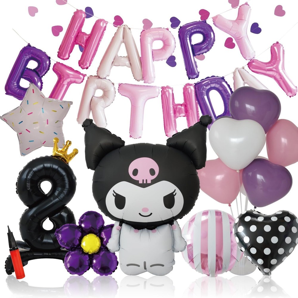 Big size Kuromi birthday balloon decoration set deerzon JAPAN NEW