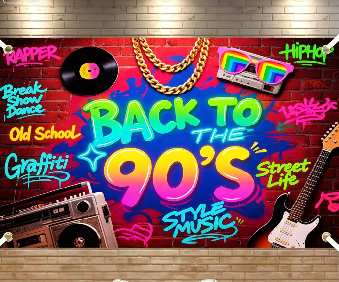 Back to 90s Backdrop Photography Hip Hop Graffiti Background Party Banner Decor