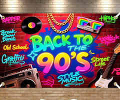 Back to 90s Backdrop Photography Hip Hop Graffiti Background Party Banner Decor
