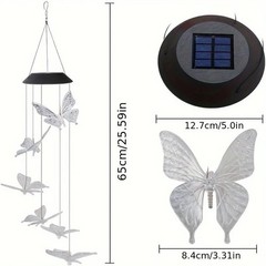 Solar LED Wind Chimes Color Changing Butterfly Dragonfly Hummingbird Outdoor