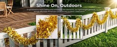 4 Pcs Gold Tinsel Garland Each 6.56 FT Hanging Glitter Metallic Foil Textured