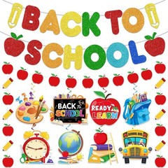 Pre-Strung Back to School Banner with Hanging Swirls – Perfect Classroom Decor