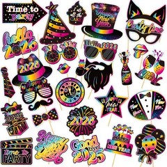 30 PCS Happy New Year Photo Booth Props Eve Selfie Photobooth 2026 Decor NYE