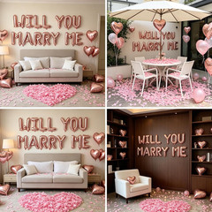 2 Set Rose Gold WILL YOU MARRY ME Balloons – 28Pcs 16″ Letter Balloons 10Pcs
