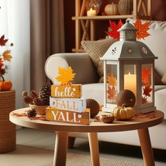4Pcs Hello Fall Wooden Tiered Tray Decor Maple Leaf Autumn Decorations Home Gift