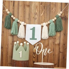 Wild One High Chair Banner For 1st Birthday Party Boy Decorations Green Banner